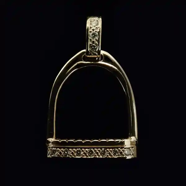 Diamond Set English Stirrup Pendant